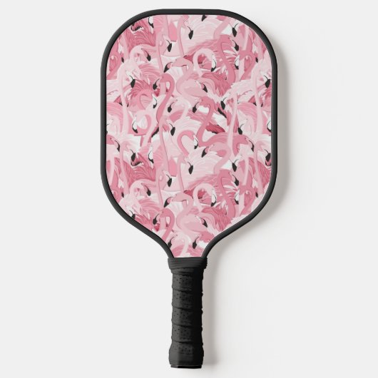 エキゾチックなピンクのフラミンゴの鳥の継ぎ目のないパターン ピックルボールラケット (裏面)