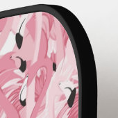 エキゾチックなピンクのフラミンゴの鳥の継ぎ目のないパターン ピックルボールラケット (左詳細)