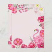 エキゾチックなピンクのフラミンゴガーデンスクラップブック紙 (正面/裏面)