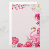 エキゾチックなピンクのフラミンゴガーデン 便箋 (正面/裏面)
