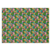 エキゾチックなピンクのフラミンゴ熱帯花の葉 テーブルクロス (正面(横))