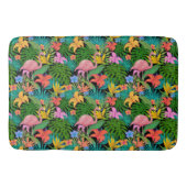 エキゾチックなピンクのフラミンゴ熱帯花の葉 バスマット (正面)