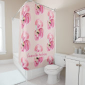 エキゾチックなピンクの水の色フラミンゴパターン&名前 シャワーカーテン (インサイチュ)