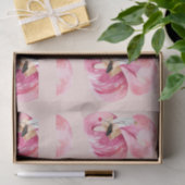 エキゾチックなピンクの水の色フラミンゴパターン&名前 薄葉紙 (ギフト)