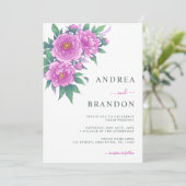 エキゾチックなピンクの牡丹のセージ結婚グリーンの全てが一つ 招待状 (スタンド正面)