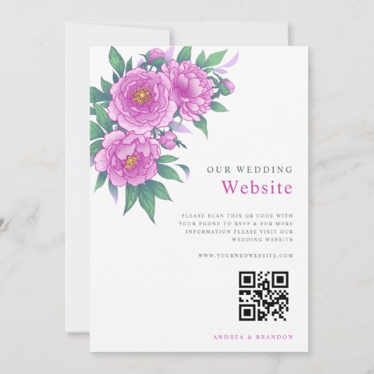 エキゾチックなピンクの牡丹のセージ結婚グリーンの全てが一つ 招待状 (裏面)