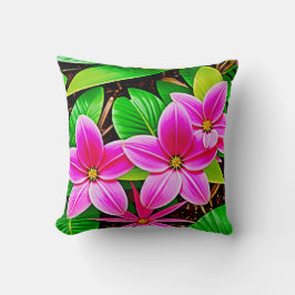 エキゾチックなピンクの花 クッション