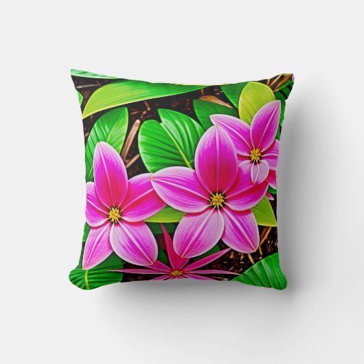 エキゾチックなピンクの花 クッション (正面)