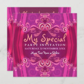 エキゾチックなピンクガールズブードワールパーティの招待状 招待状 (正面/裏面)