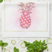 エキゾチックなピンクパイナップルウォーター誕生日アート キッチンタオル (折り畳み)
