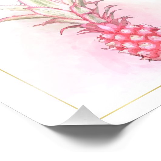 エキゾチックなピンクパイナップルウォーター誕生日アート フォトプリント (角)