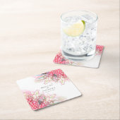 エキゾチックなピンクパイナップル結婚赤面 スクエアペーパーコースター (インサイチュ)