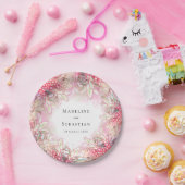 エキゾチックなピンクパイナップル結婚赤面 ペーパープレート (パーティー)