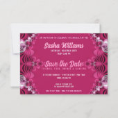 エキゾチックなピンクフラクタルレース特殊パーティー 招待状 (裏面)