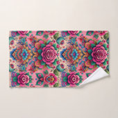 エキゾチックなピンクローゼスデザイン バスタオルセット (ハンドタオル)