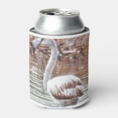 エキゾチックなフラミンゴの水彩 缶クーラー (缶正面)