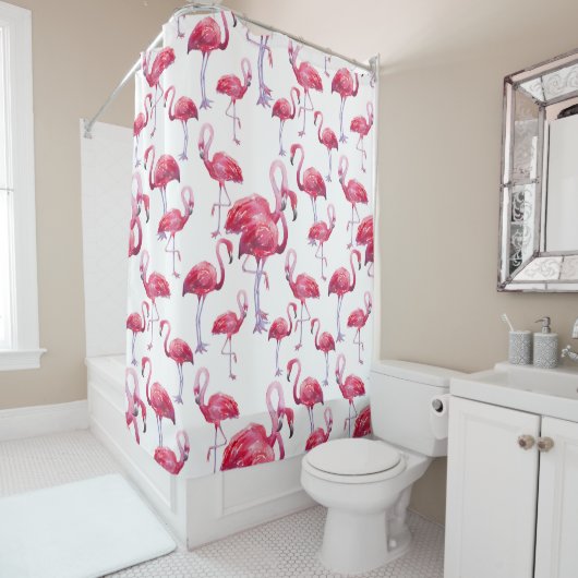 エキゾチックなフラミンゴの水色の鳥 シャワーカーテン (インサイチュ)