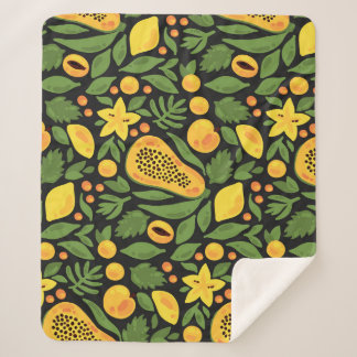 エキゾチックなフルーツカラフル：夏のシームレス シェルパブランケット
