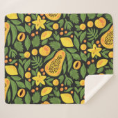 エキゾチックなフルーツカラフル：夏のシームレス シェルパブランケット (正面(横))