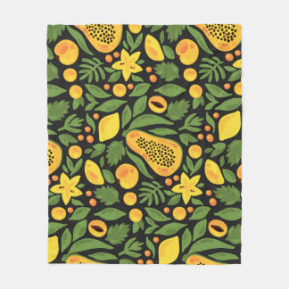 エキゾチックなフルーツカラフル：夏のシームレス フリースブランケット