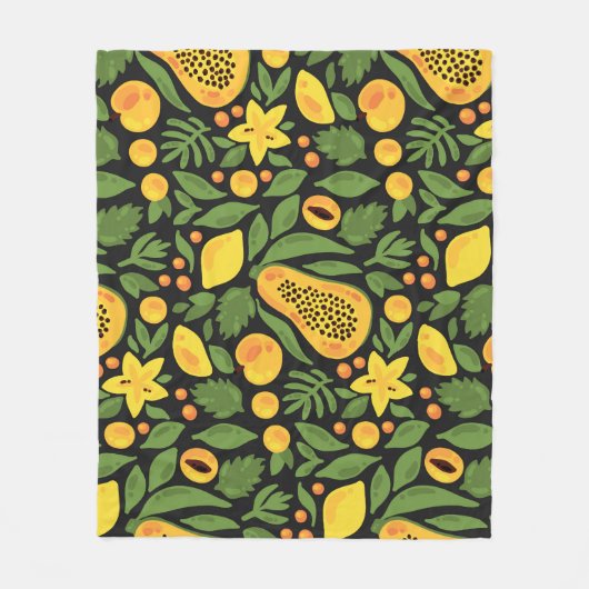 エキゾチックなフルーツカラフル：夏のシームレス フリースブランケット (正面)