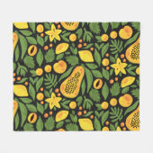 エキゾチックなフルーツカラフル：夏のシームレス フリースブランケット (正面(横))