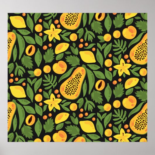 エキゾチックなフルーツカラフル:夏のシームレス ポスター (正面)