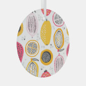 エキゾチックなフルーツ手描き：ヴィンテージ夏 ガラスオーナメント (正面右)