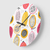 エキゾチックなフルーツ手描き：ヴィンテージ夏 ラージ壁時計 (傾斜)