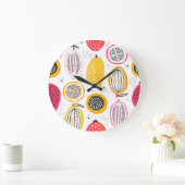 エキゾチックなフルーツ手描き：ヴィンテージ夏 ラージ壁時計 (ホーム)