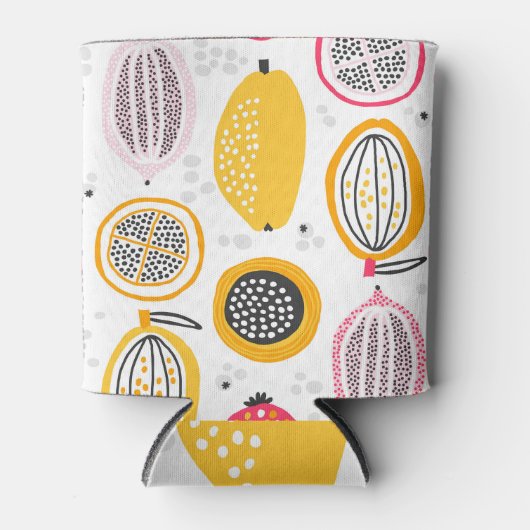 エキゾチックなフルーツ手描き：ヴィンテージ夏 缶クーラー (正面)