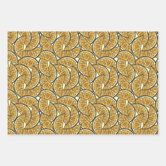 エキゾチックなフルーツ柑橘類の夏のオレンジパター ラッピングペーパーシート (正面)