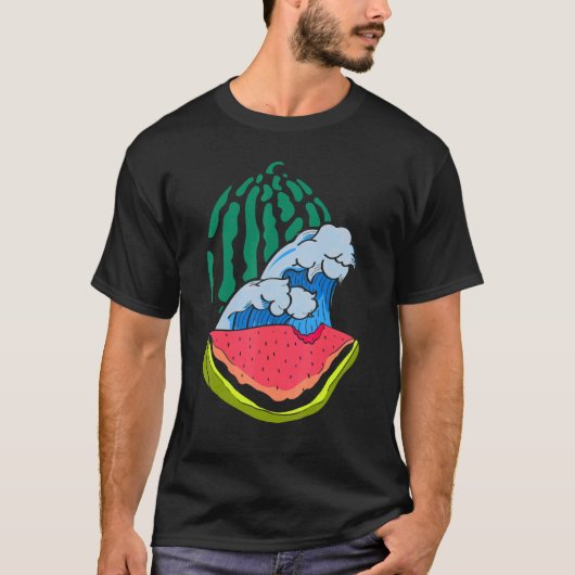 エキゾチックなフルーツ熱帯の夏の休暇の波ワタミヤ Tシャツ (正面)