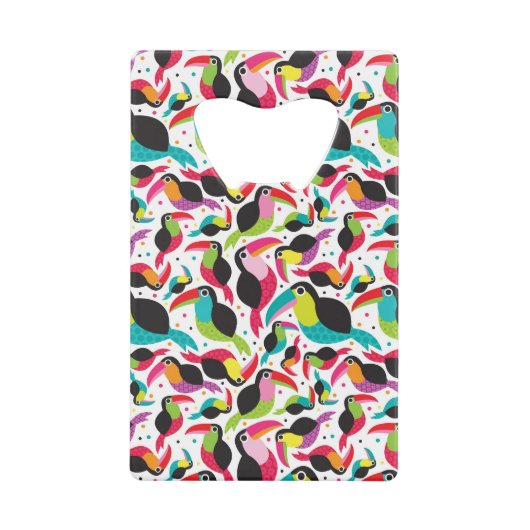 エキゾチックなブラジルのtoucan鳥の背景 クレジットカード栓抜き (正面)