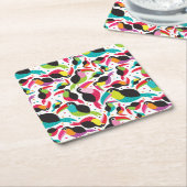 エキゾチックなブラジルのtoucan鳥の背景 スクエアペーパーコースター (アングル)