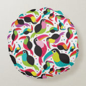 エキゾチックなブラジルのtoucan鳥の背景 ラウンドクッション (裏面)