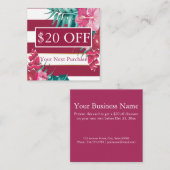 エキゾチックなブルゴーニュストライプのフローラ 割引カード (正面/裏面)