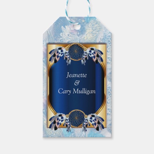 エキゾチックなブルードリームキャッチャーのギフトラベル ギフトタグ (正面)