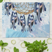 エキゾチックなブルードリームキャッチャーのホームデコール キッチンタオル (折り畳み)