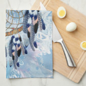 エキゾチックなブルードリームキャッチャーのホームデコール キッチンタオル (四つ折り)