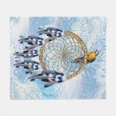 エキゾチックなブルードリームキャッチャーのホームデコール フリースブランケット (正面(横))