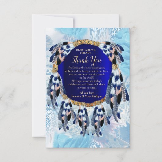 エキゾチックなブルードリームキャッチャーサンキューカード 出欠カード (正面)