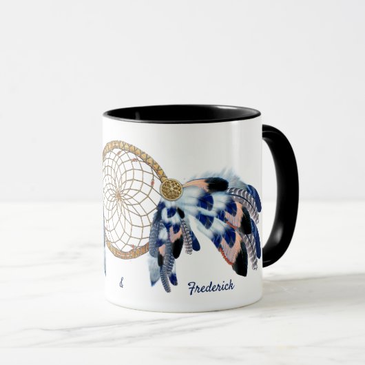 エキゾチックなブルードリームキャッチャー結婚ズギフト マグカップ (正面右)