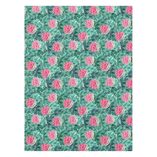 エキゾチックなプロテアの花のパターン テーブルクロス (正面)