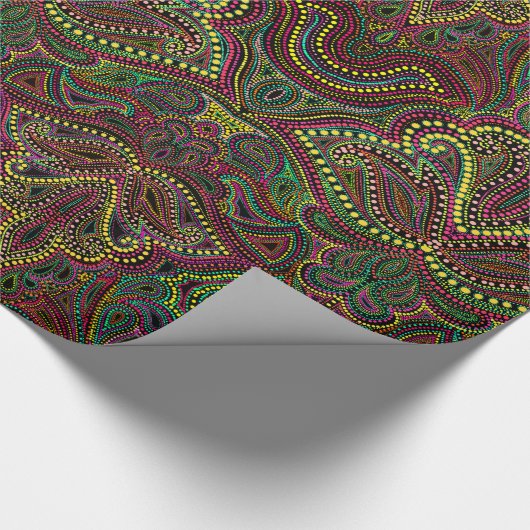 エキゾチックなペイズリーのbohoのダマスク織のギフト用包装紙 ラッピングペーパー (角)