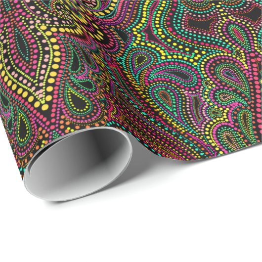 エキゾチックなペイズリーのbohoのダマスク織のギフト用包装紙 ラッピングペーパー (ロールコーナー)