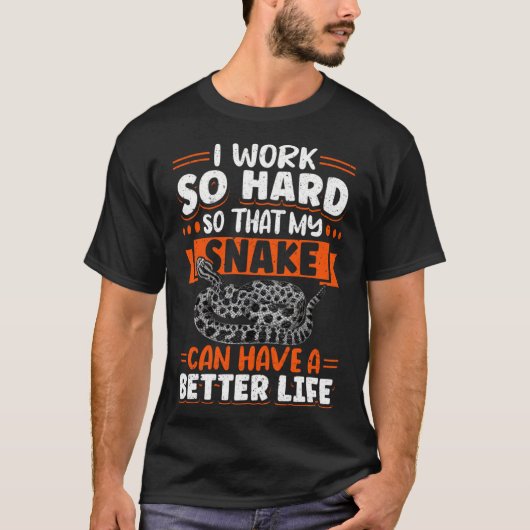 エキゾチックなペットのヘビ爬虫類Python Iが働く懸命 Tシャツ (正面)
