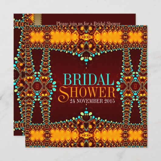エキゾチックなボヘインドブライダルシャワー招待状 招待状 (正面/裏面)