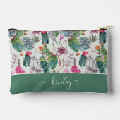 エキゾチックなボホの水色サボテンと多肉性パターン アクセサリーポーチ (裏面)