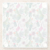 エキゾチックなボホの水色サボテンと多肉性パターン ガラスコースター (裏面)